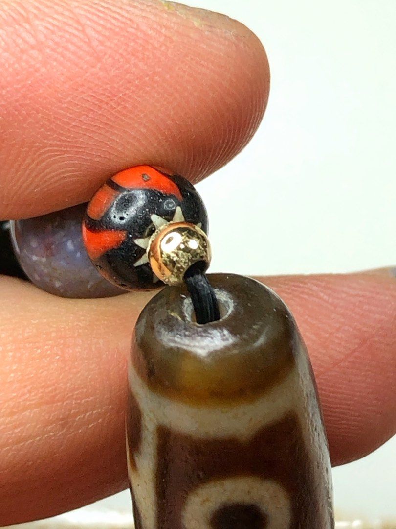 Tibetan Dzi Beads Six Eyed Dzi Beads 藏传老矿高油六眼天珠37x13.1mm 