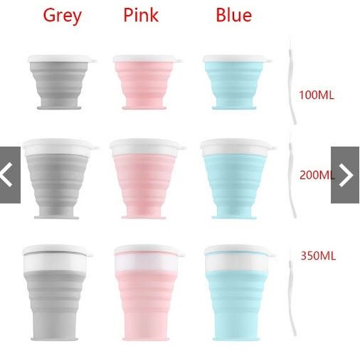 Travel Collapsible Cup (Category: Water Bottles & Tumblers) located in Manila. Submitted by magicgerry (Listing ID 253863401, Image 3). Description: Portable Collapsible Silicone Cup 100/200/350ml Telescopic Folding Mug With Buckle 100%Brand New and High Quality Type:Silicone Cup Material: Silicone Color: Blue,Pink ,Drey Size:S/M/L Size:WxH S:100ml(SIZE:65*55mm ) M:200ml(SIZE:78*86mm ) L:350ml(SIZE:80*120mm ) Capacity: 100-350ml available Occasio
