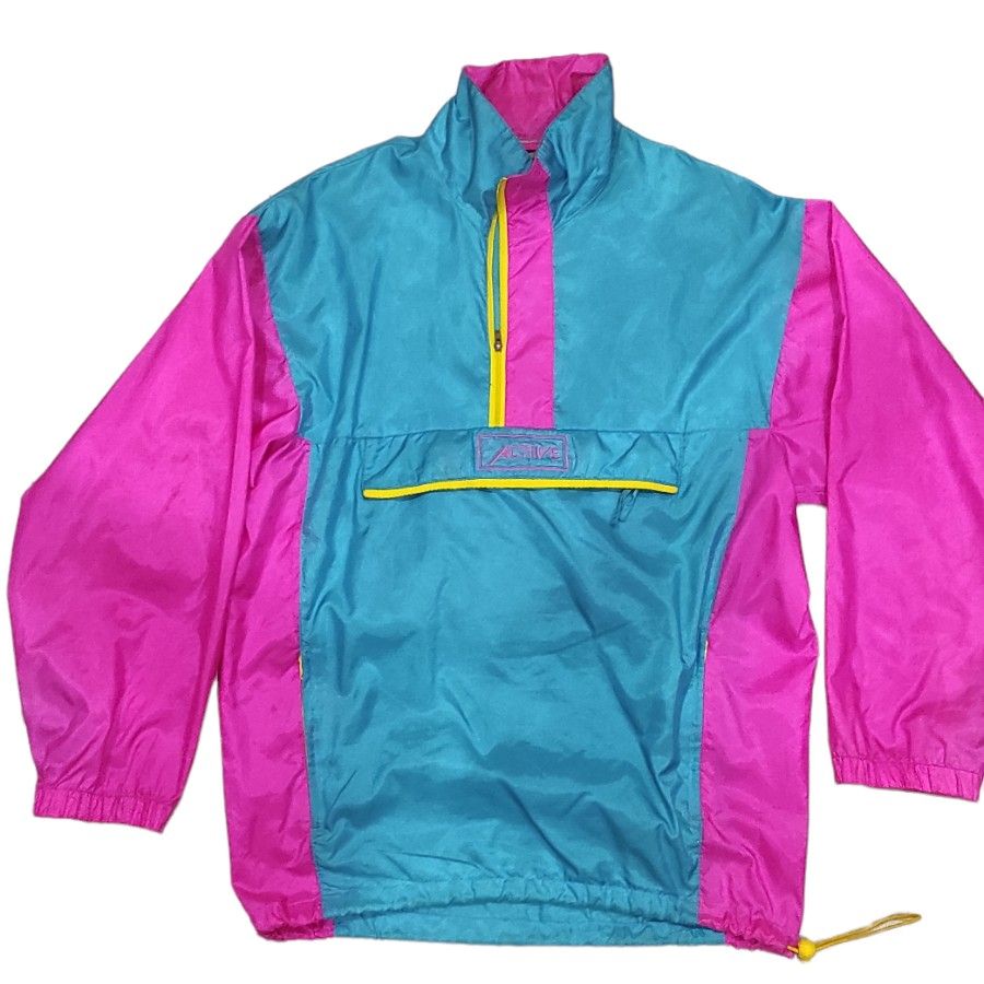 Colorful windbreaker 90s hot sale