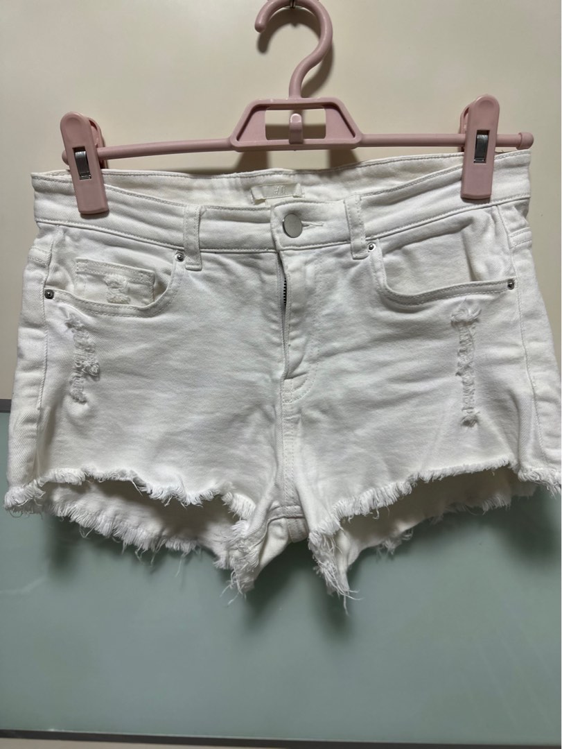White ripped denim outlet shorts womens