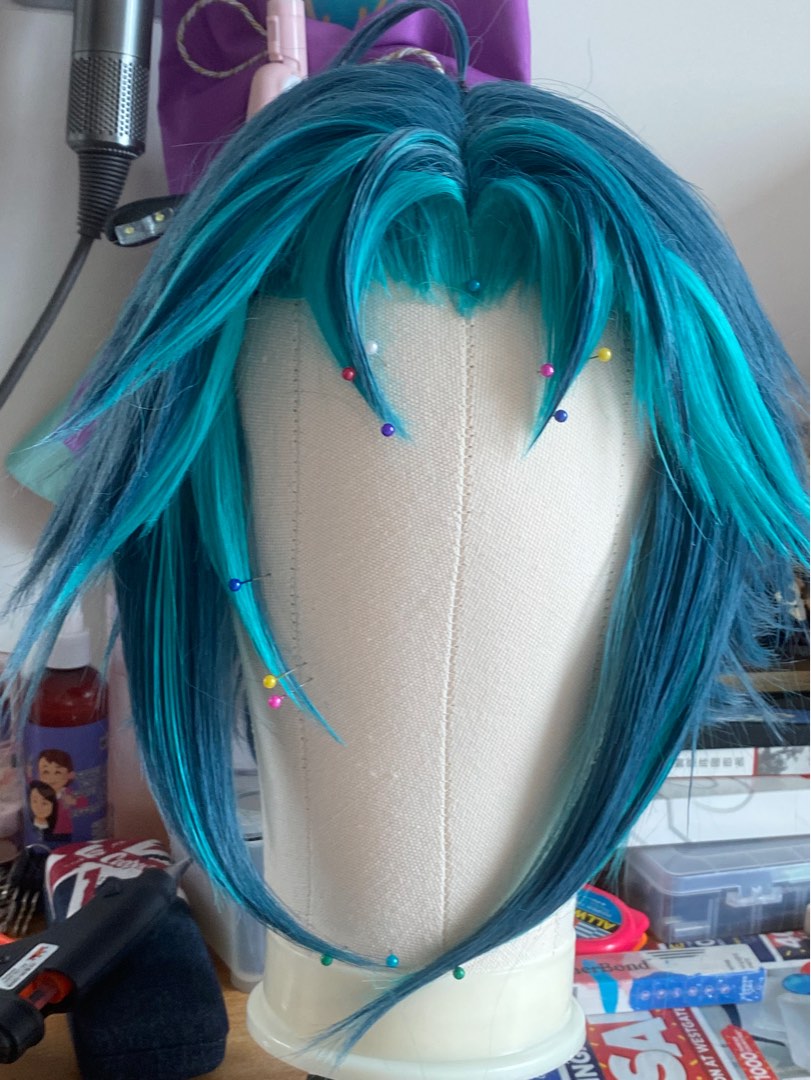 Xiao wig, styled with glued hairline. Genshin impact, Hobbies & Toys