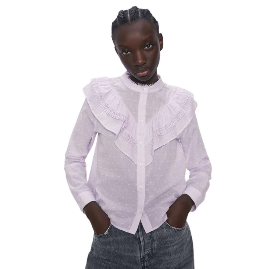 Zara sales blouse plumetis