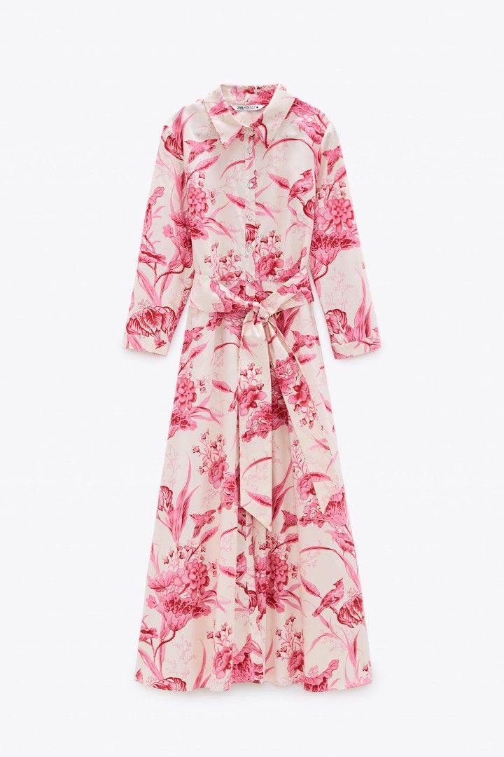 Floral shirt deals dress zara