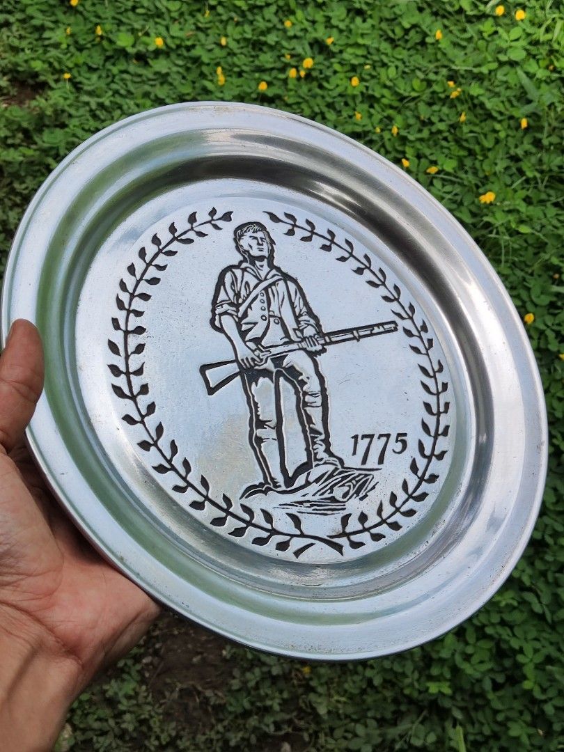 1975 U.S. Pewter Plate (Category: Dinnerware & Cutlery) located in Tagum. Submitted by cs1907 (Listing ID 1243099016, Image 1). Description: -rare Edition -28 cm diameter -USA hallmarked - encircled BWP markings -heavy.