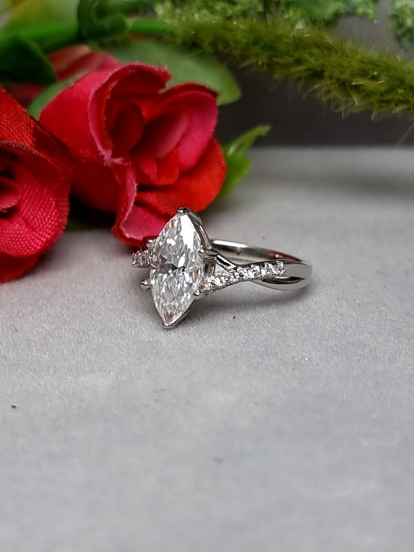 2.00ct Marquise Cut Moissanite Diamond Ring Women s Fashion