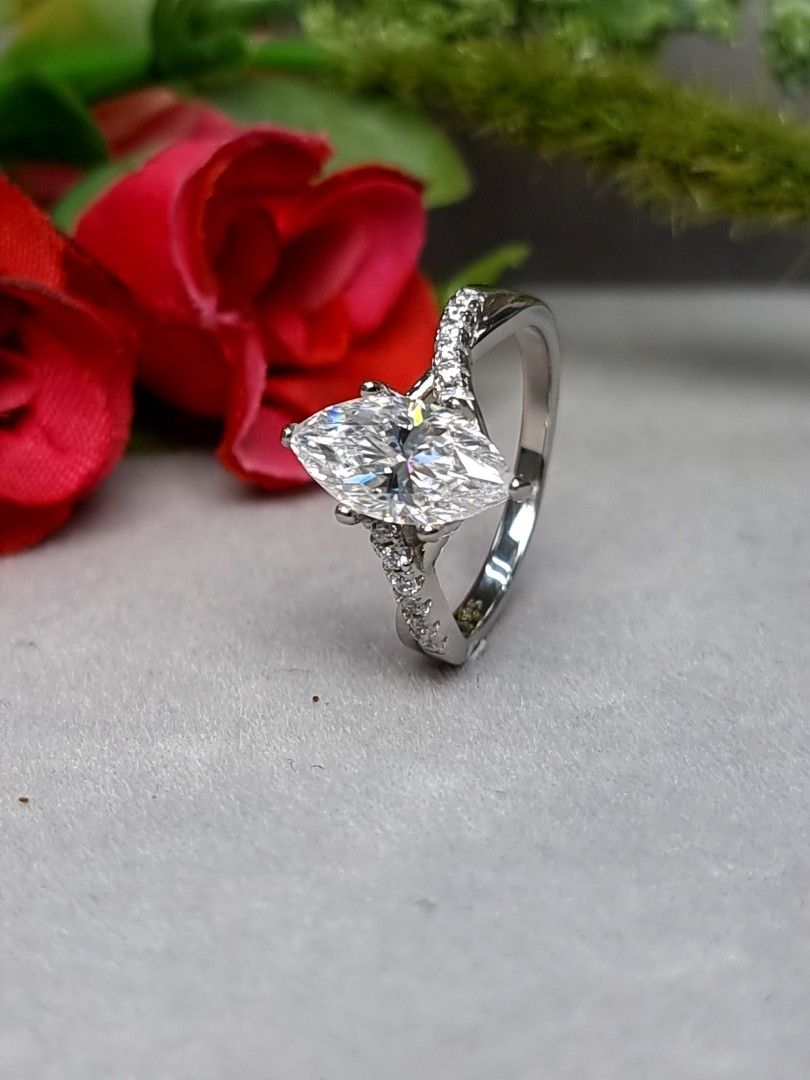 2.00ct Marquise Cut Moissanite Diamond Ring Women s Fashion