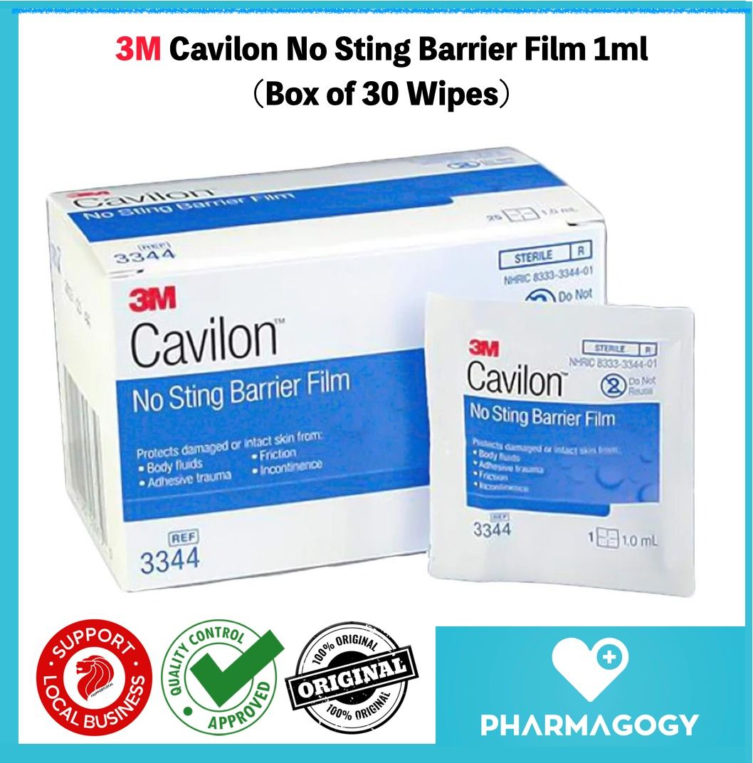 3M Cavilon No Sting Barrier Film 1ml Box of 30 Wipes, Health