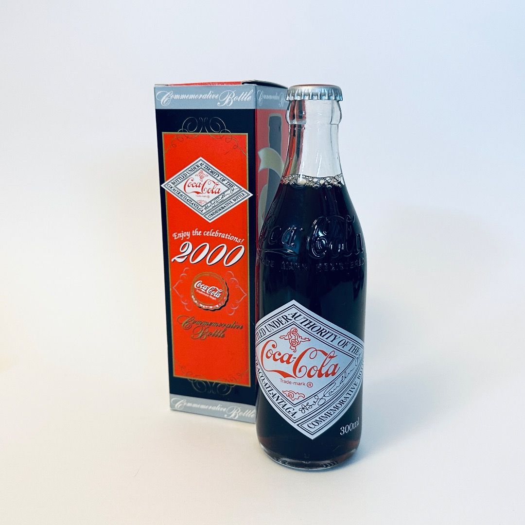 Coca Cola ☆あしつき・1980年・コカコーラ・ロゴ入り・ガラスコップ4客セット☆ 店頭展示品☆ - ドリンク
