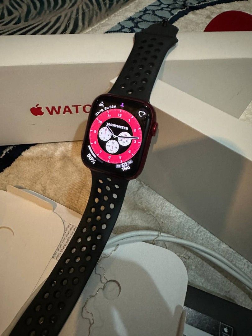 Red and black sales nike apple watch band