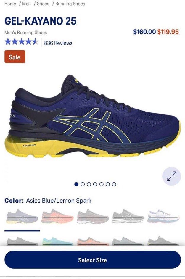 Asics men's gel-kayano 25 running shoe (blue/lemon spark top
