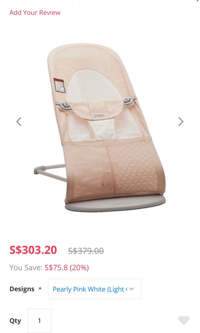 Baby Bjorn Bouncer Bliss Mesh Pearly Pink White