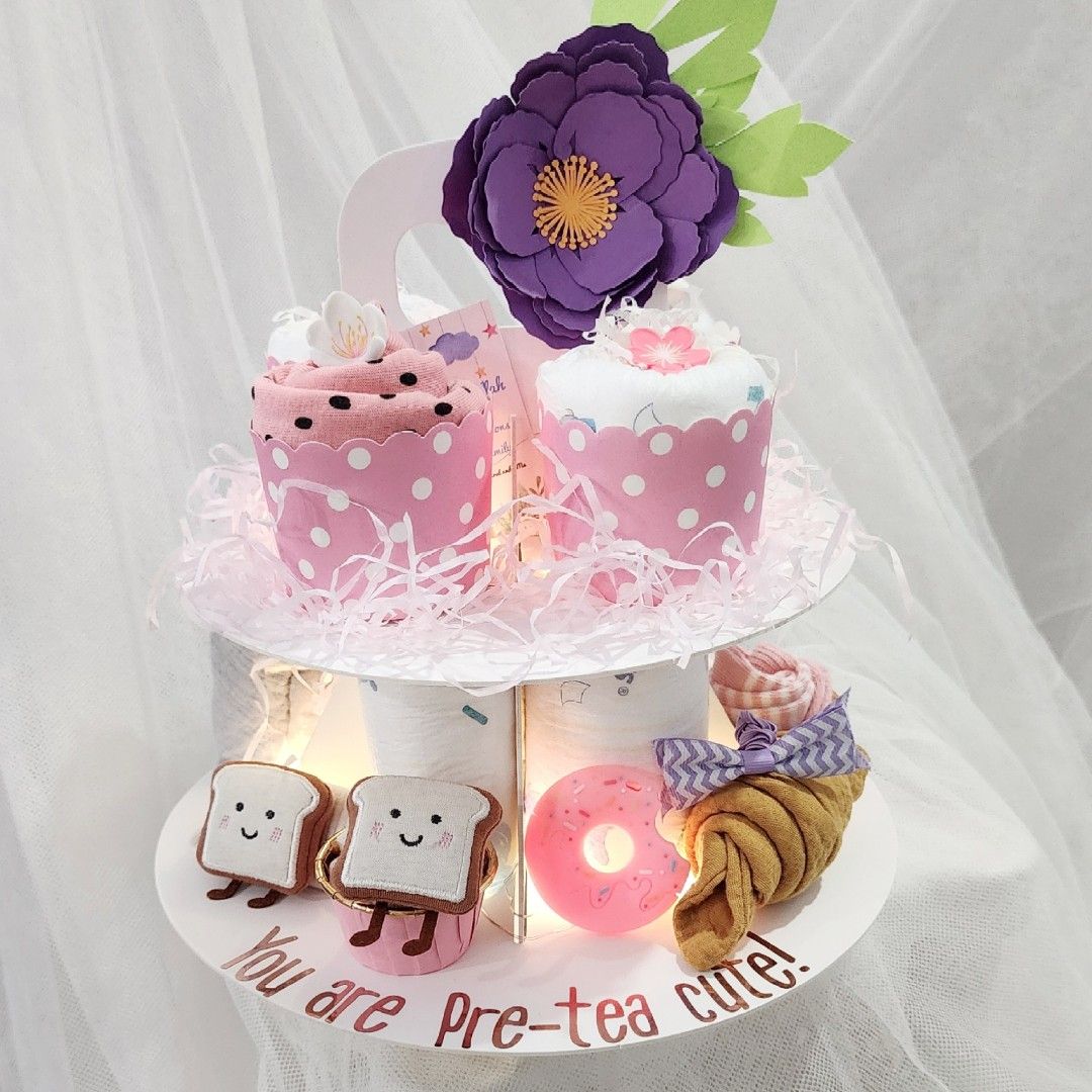 Newborn Baby Girl Tea Set Gift Set Diaper Cake