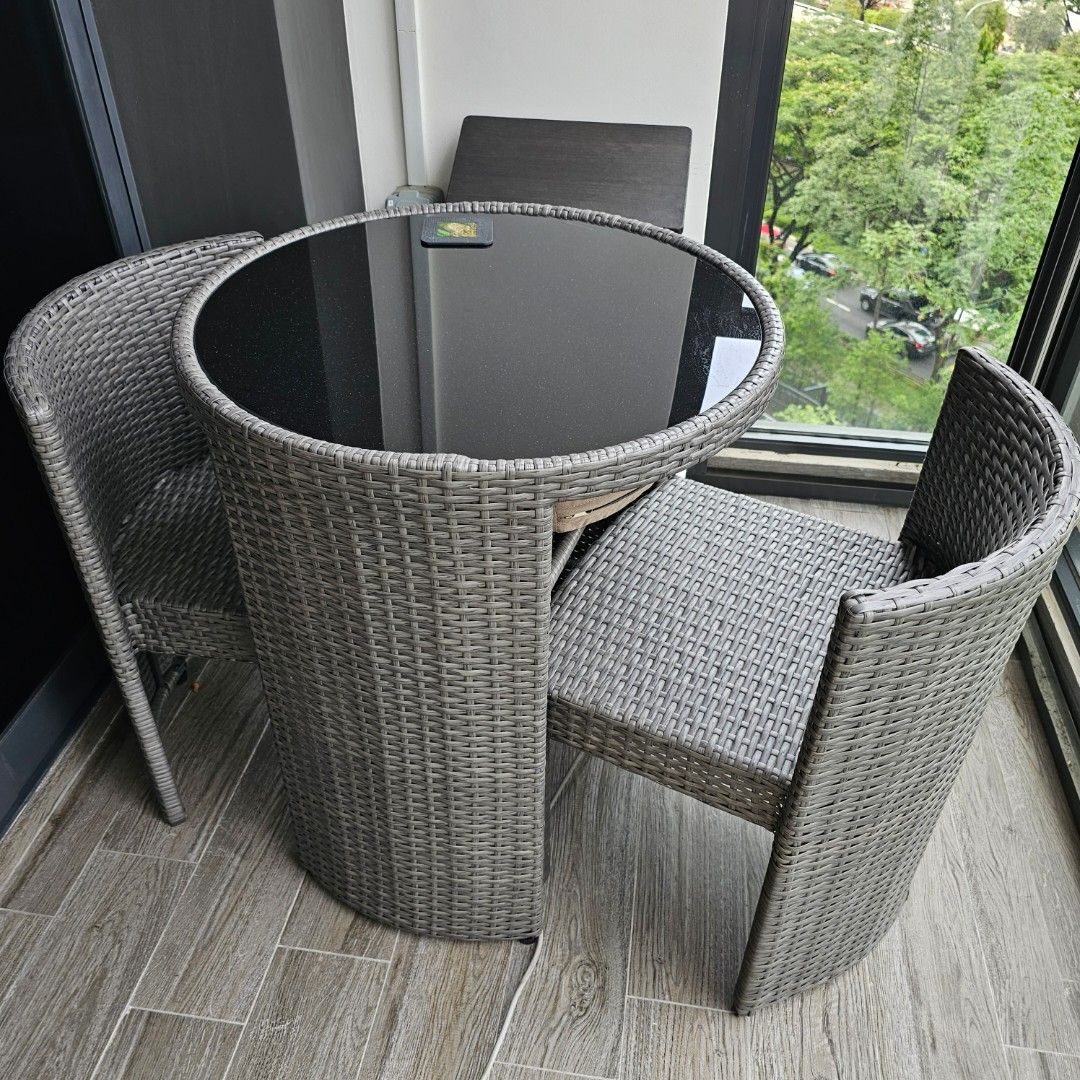 Balcony table & chair set, Furniture & Home Living, Outdoor Furniture