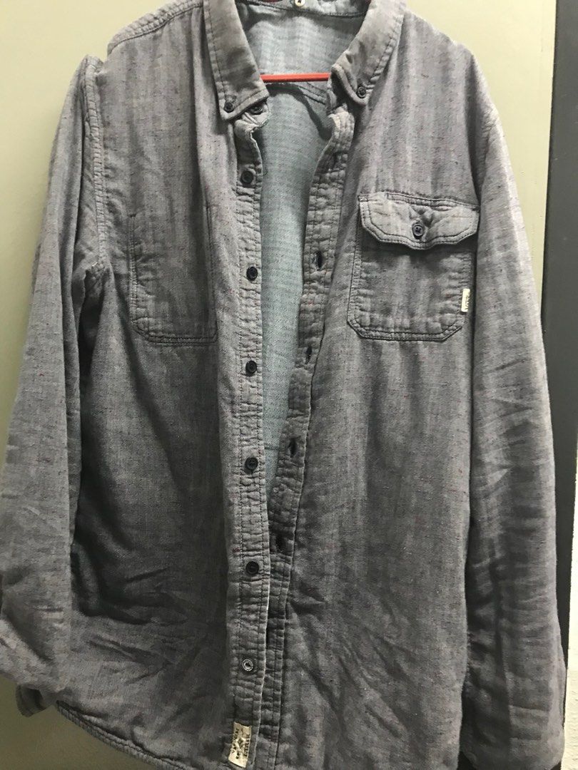 Vans Blouse kemeja vintage corduroy grey Vans vans off the wall curduroy Blouse kemeja saiz m double sided
