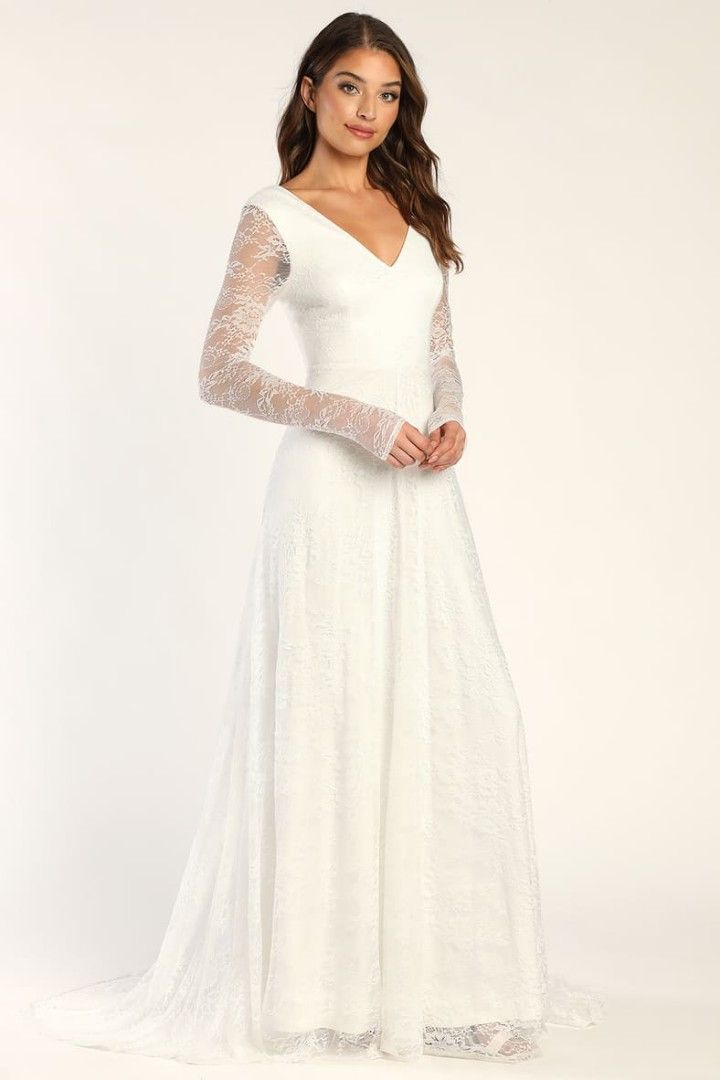 White lace on sale maxi dress wedding