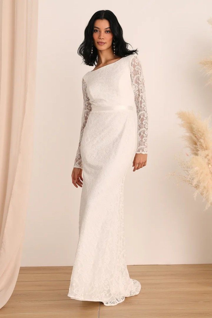 White lace maxi dress sales wedding