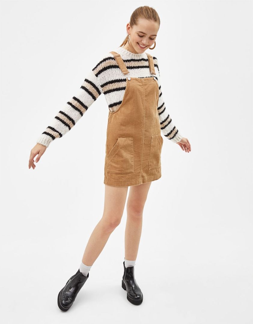 white boho maxi dress maternity tweeny mini Corduroy Woven Sleeveless Solid Pinafore Dress Without Tee - Beige - Girls main image 1