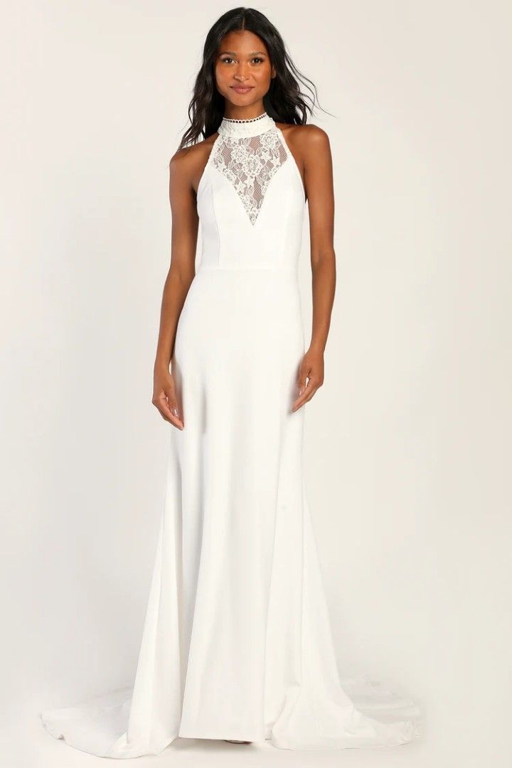 BNWT EMILY White Lace Halter Mermaid Scallop Lace Photoshoot