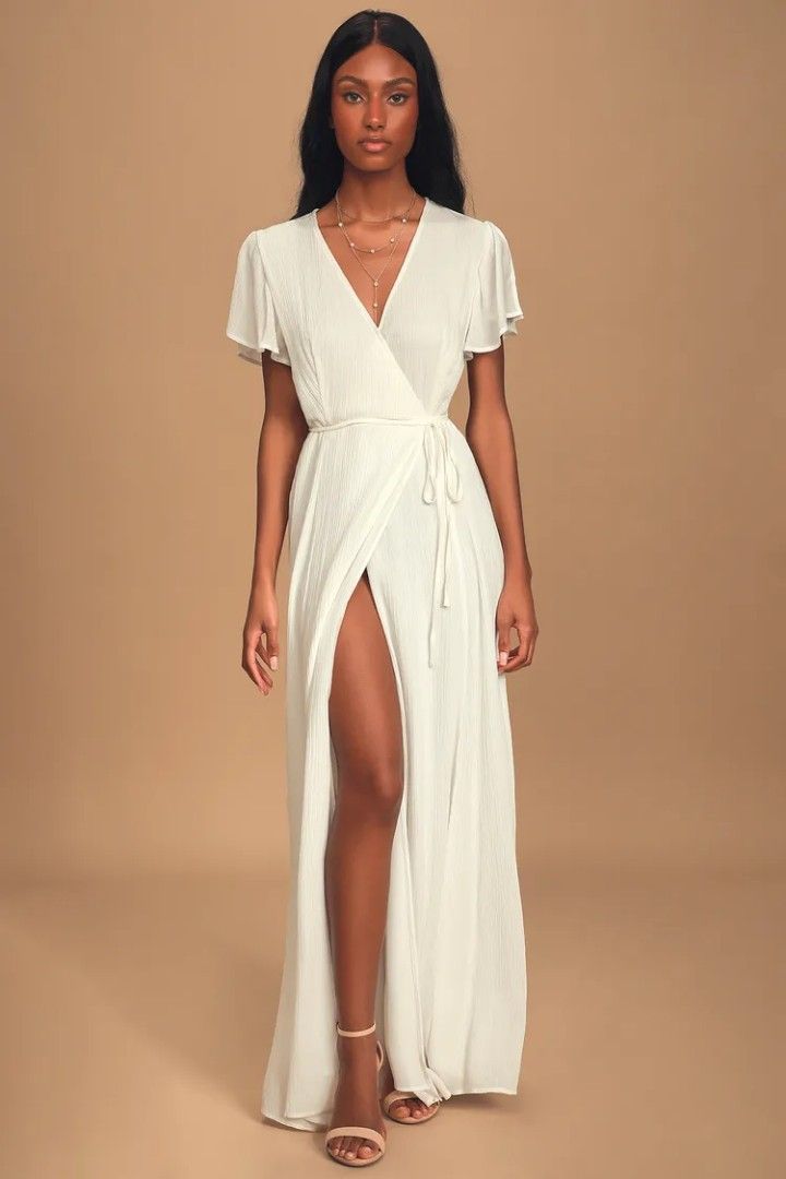 White wrap hotsell dress short sleeve