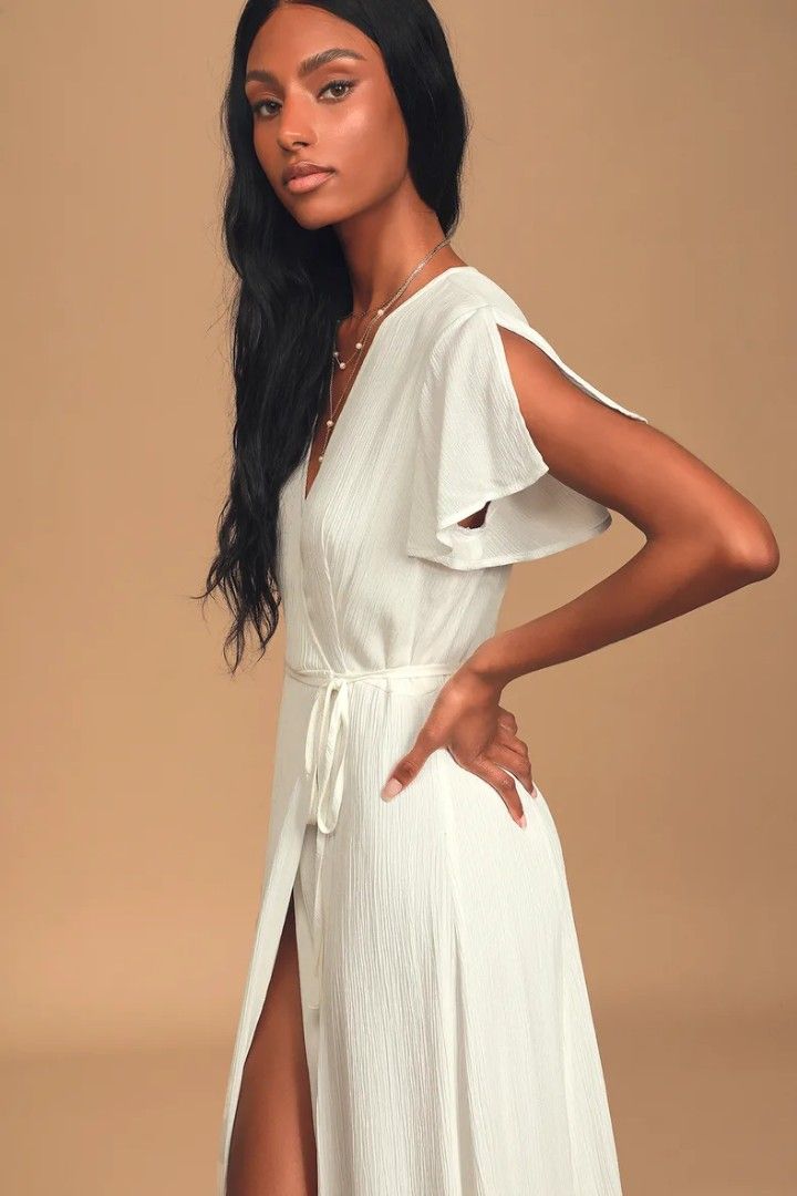 White maxi dress with shorts online