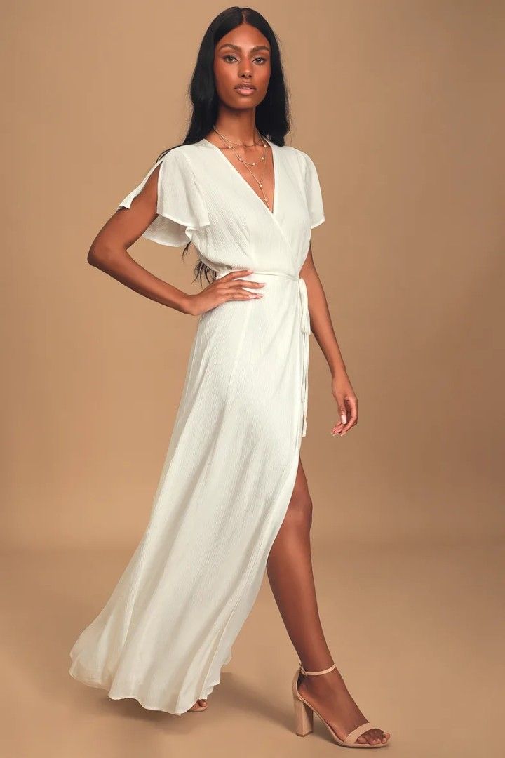 White wrap dress deals short