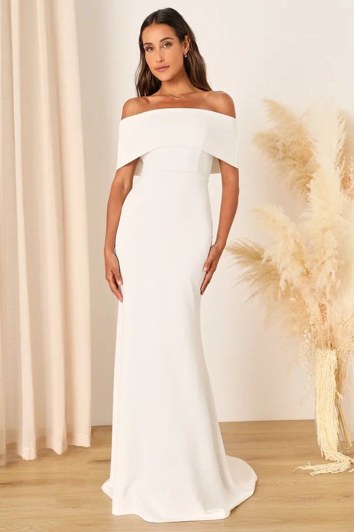 White off the sale shoulder maxi dress