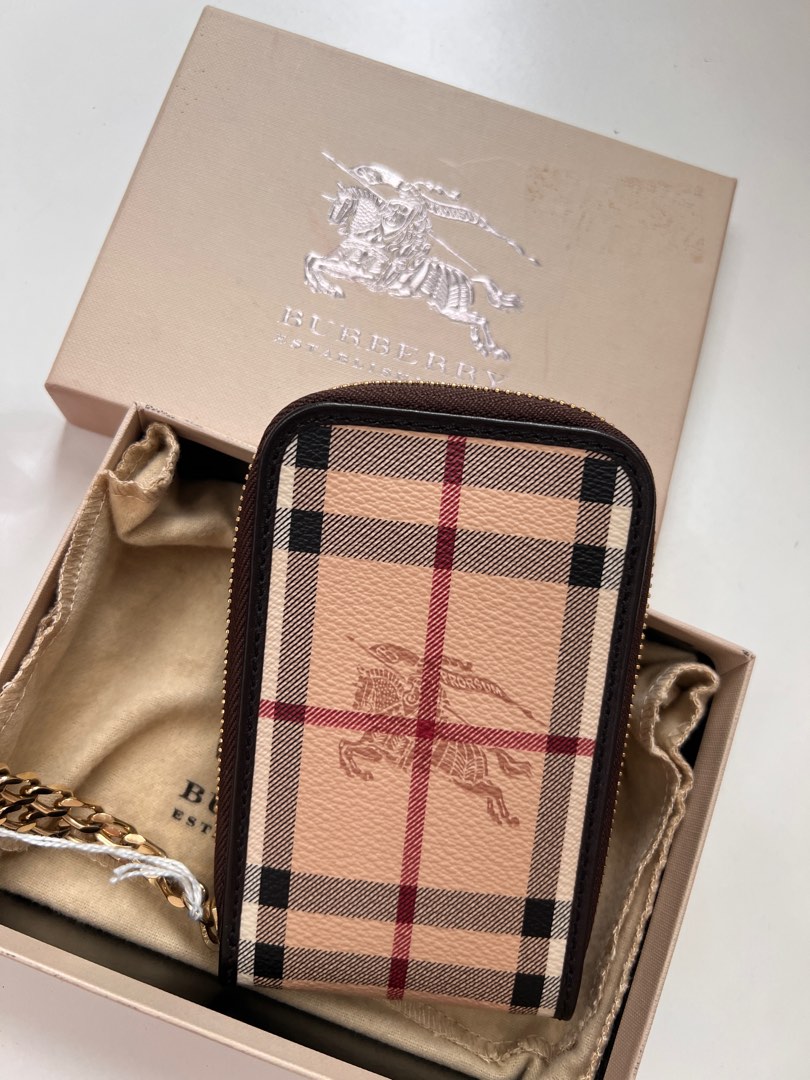 Burberry Beige/Brown Haymarket PVC and Leather Bifold Wallet