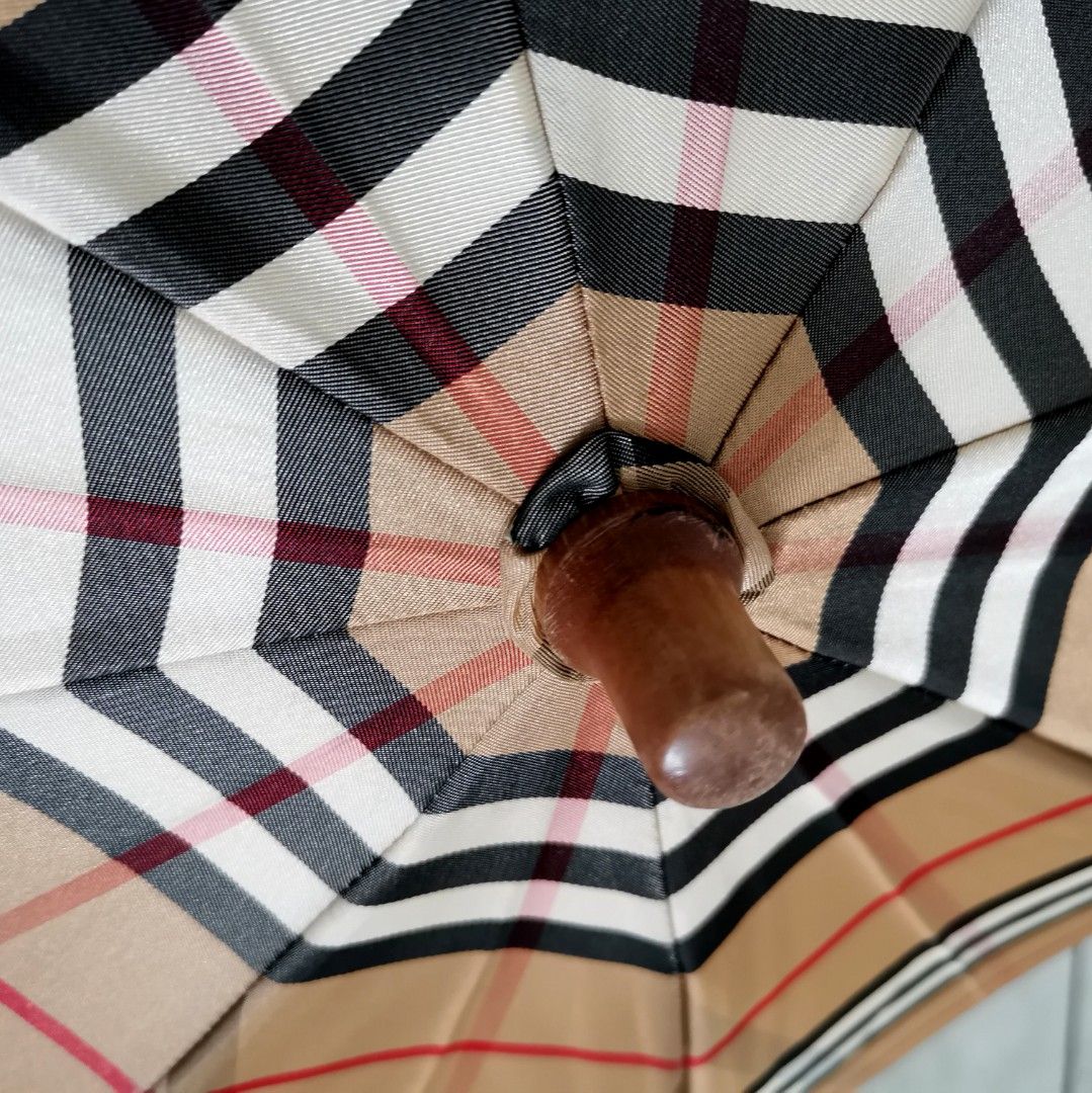 Burberry Of London vintage beige Nova check folding umbrella with storage bag