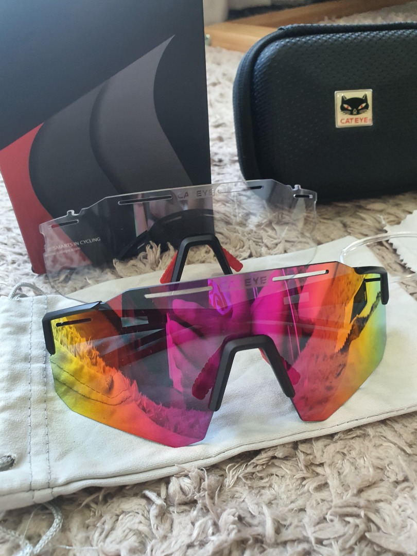 Cateye Cycling Sunglasses Interchangeable Lens Polarized Photochromic
