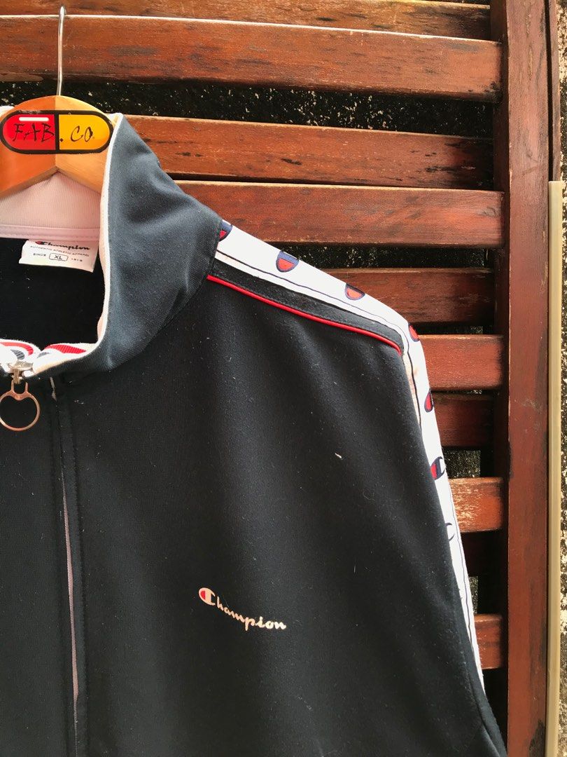 Champion black clearance red taping track jacket