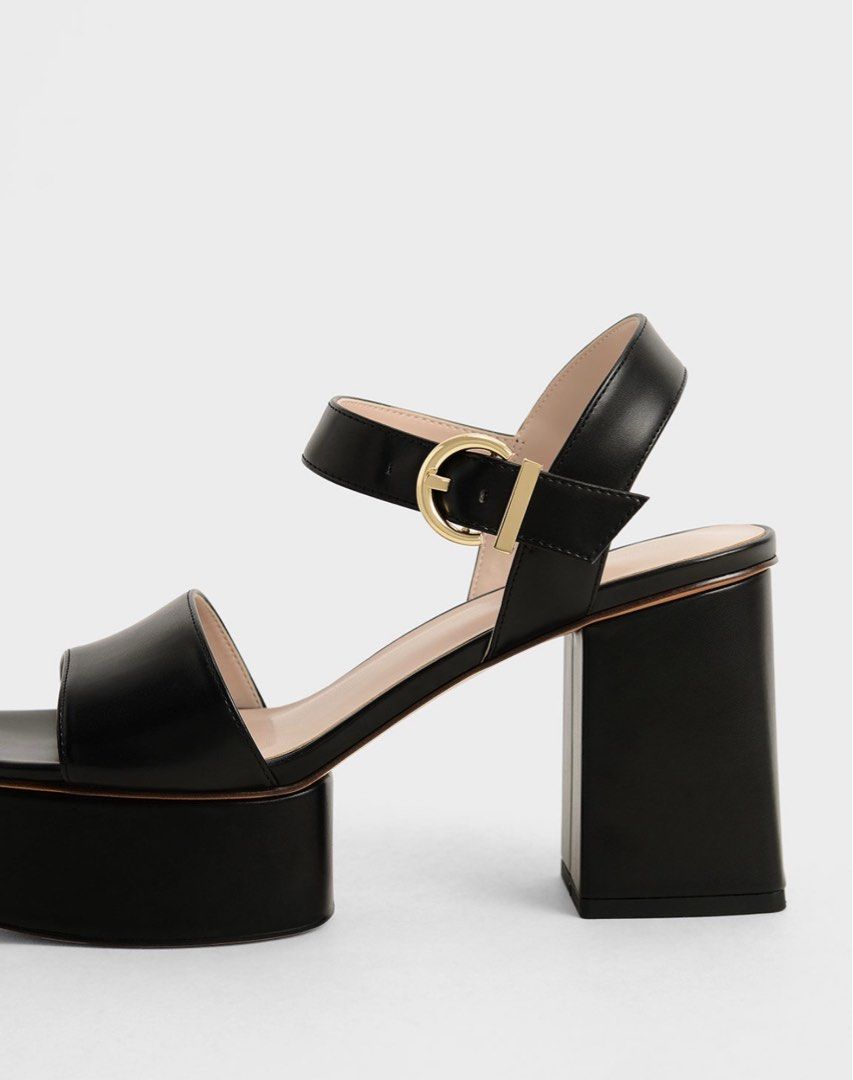 WTS Charles & Keith Ankle Strap Platform Sandals - Black, Women's Fashion,  Footwear, Heels on Carousell