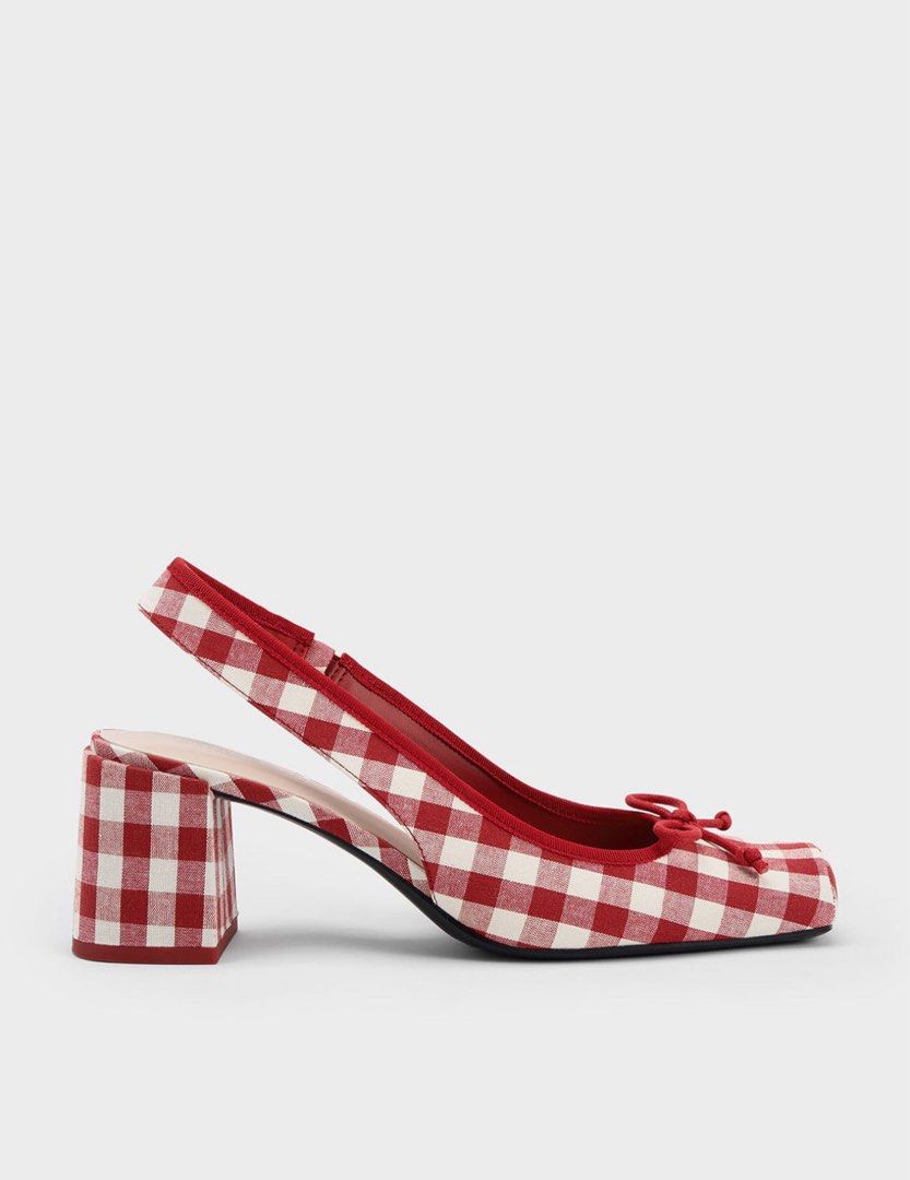 Gingham block heels sales