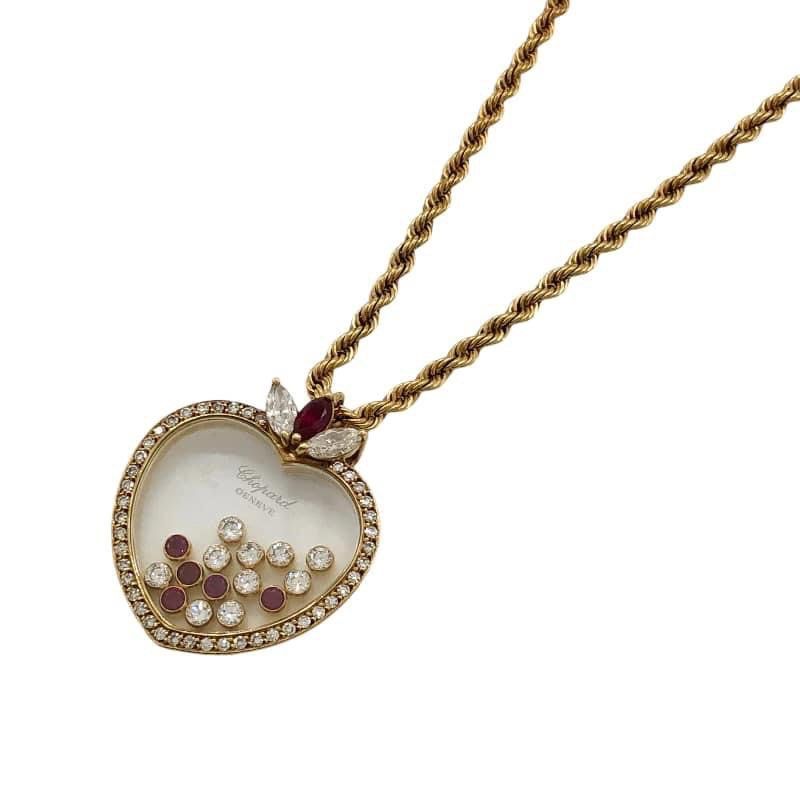 Chopard necklace rose gold (Category: Necklaces) located in Cagayan de Oro. Submitted by moiobsession (Listing ID 1243282375, Image 2). Description: Japan pre-order 7days Chopard Happy Dia Heart motif Necklace K18 YG…Diamond,Ruby 41cm…23.6g 465vd.