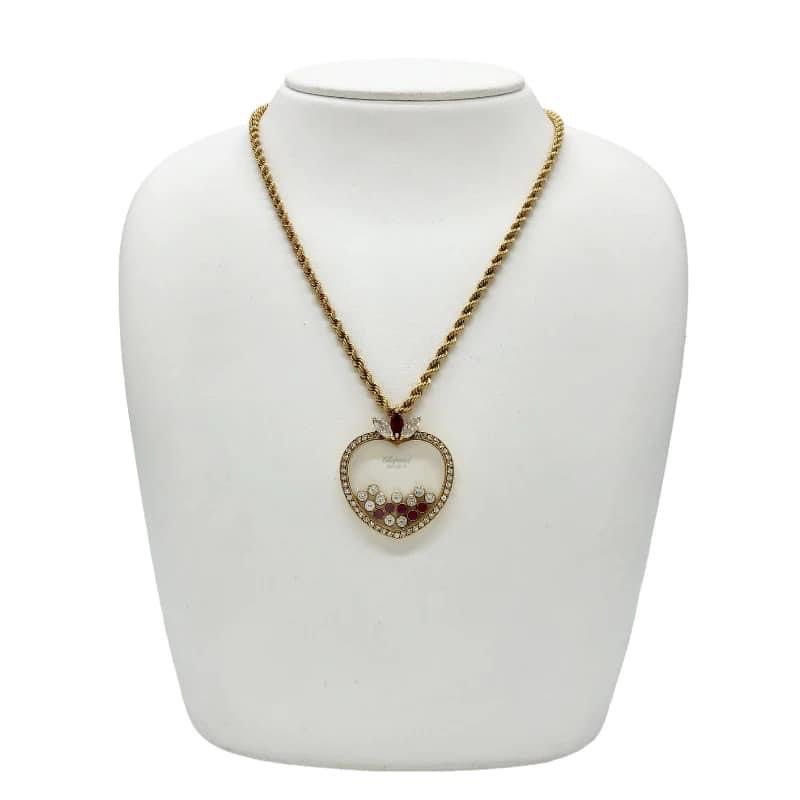 Chopard necklace rose gold (Category: Necklaces) located in Cagayan de Oro. Submitted by moiobsession (Listing ID 1243282375, Image 1). Description: Japan pre-order 7days Chopard Happy Dia Heart motif Necklace K18 YG…Diamond,Ruby 41cm…23.6g 465vd.