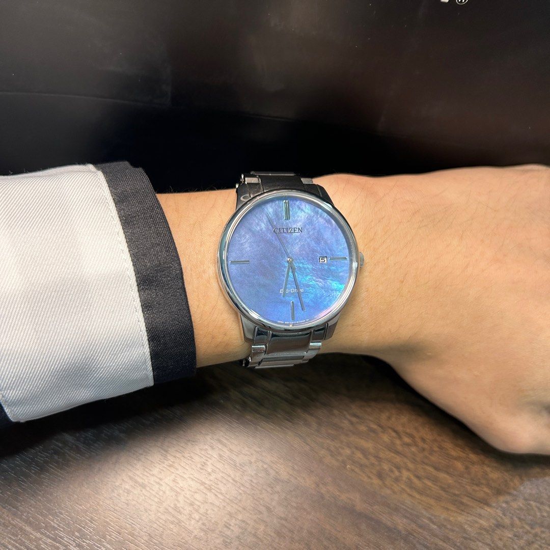 Citizen Eco Drive BM7520 88N Blue Mother of Pearl Sapphire Crystal Men Watch