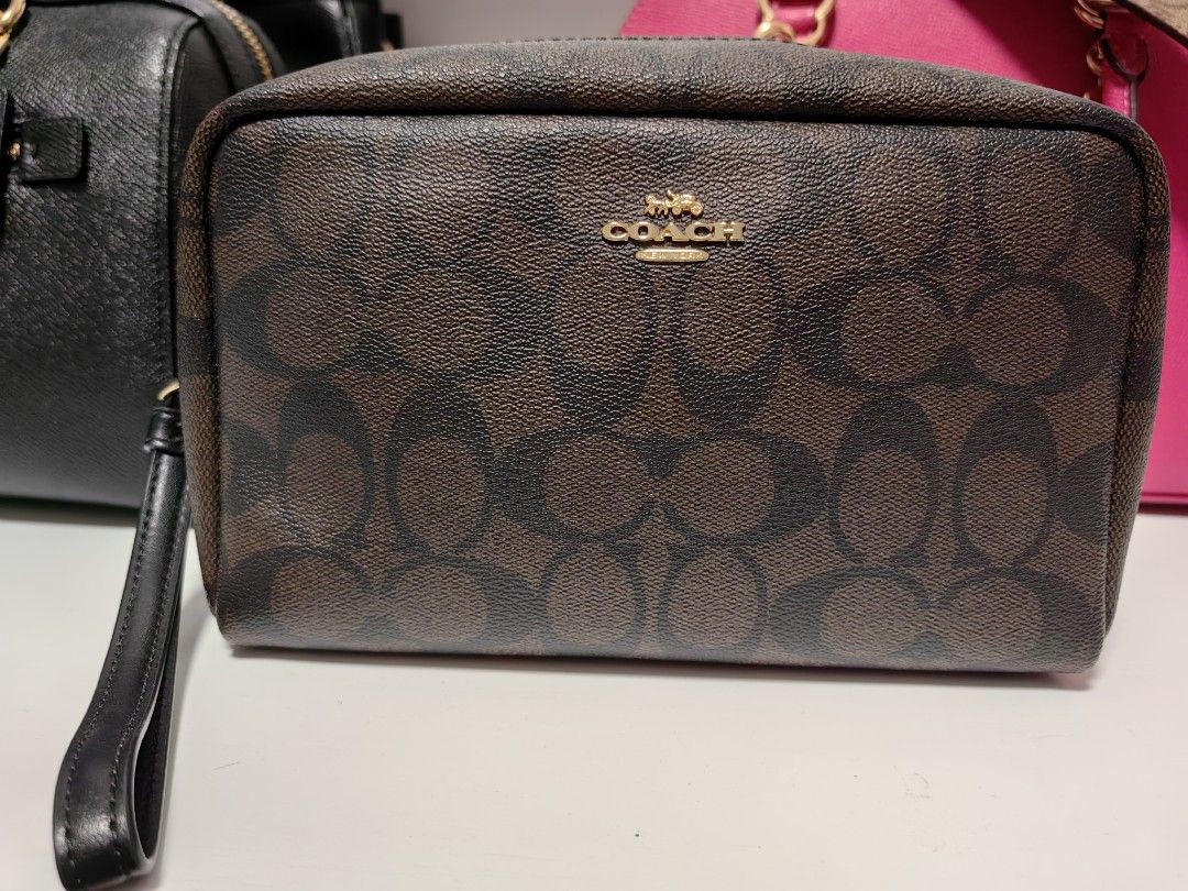 Coach boxy cosmetic case in signature canvas Luxury Bags