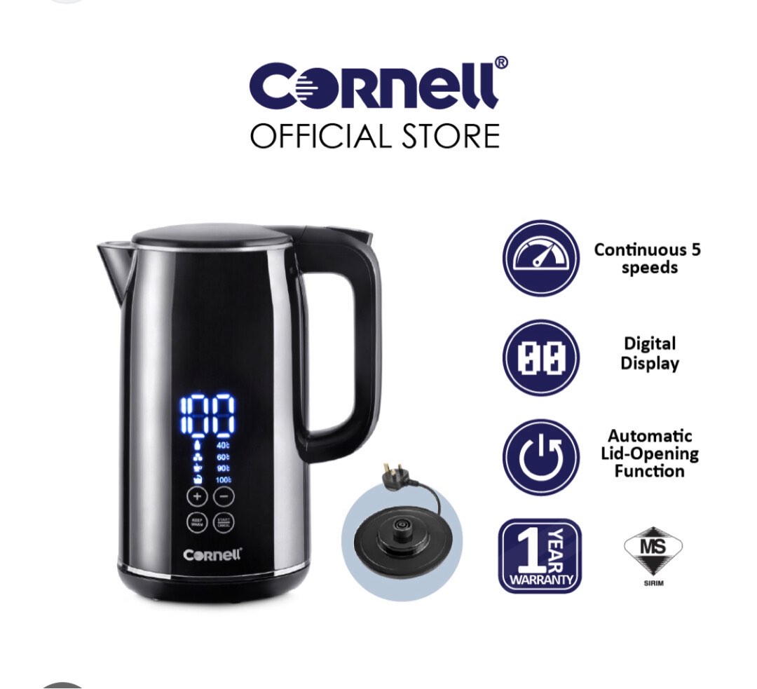 Cornell 1.7L digital electric kettle, Furniture & Home Living