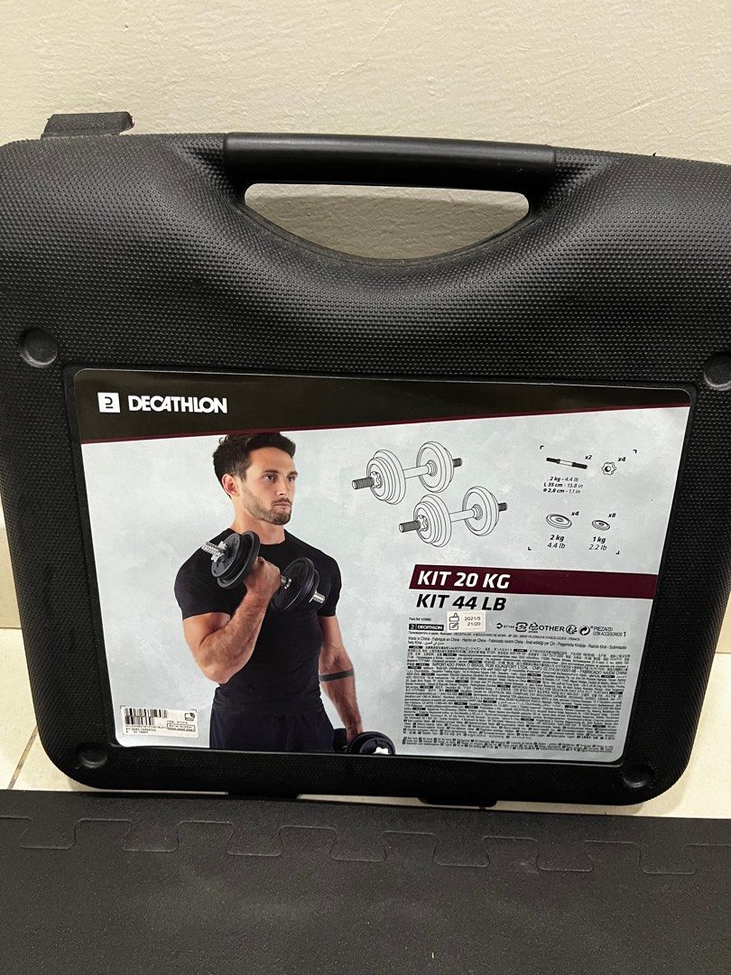 Decathlon Domyos Gym Bench Dumbbells Set 20kg Floor Pads