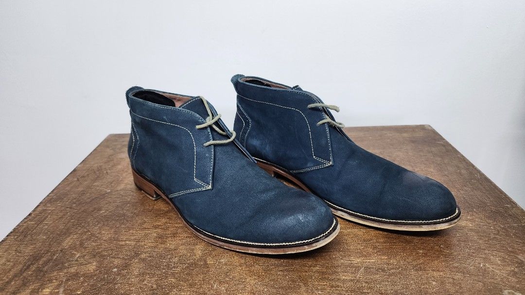 Mens blue cheap suede desert boots