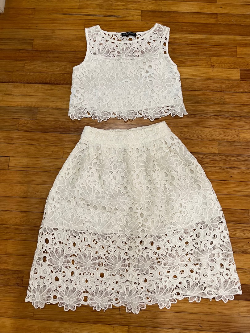 Dolce gabbana white lace cheap skirt