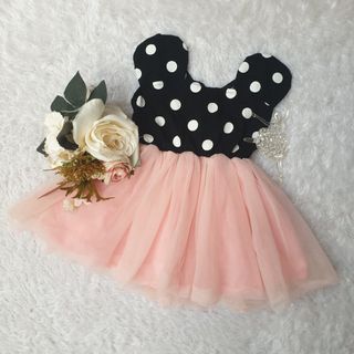 Dress anak karakter disney Minnie Mouse tutu pink polka