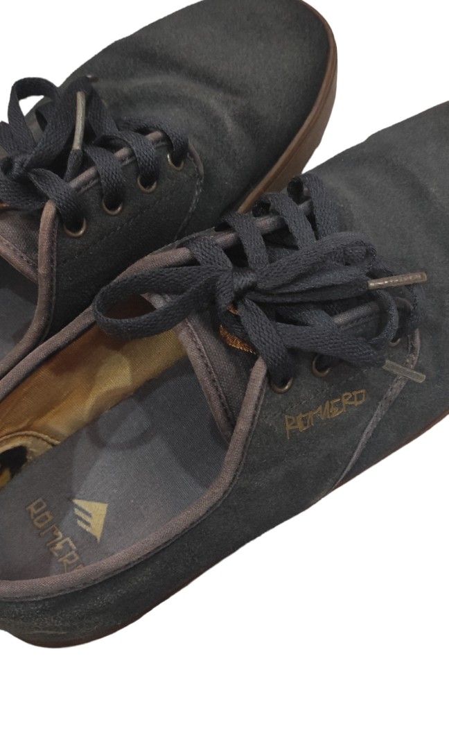 Emerica The Romero Laced Black Gum Youth Suede Skateboard Shoes