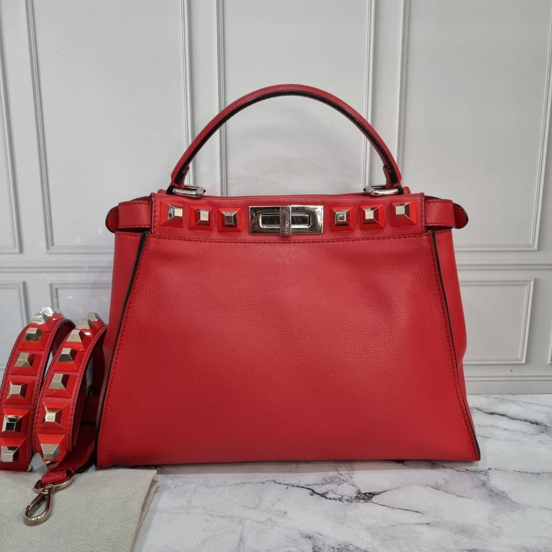 Red fendi vanrora peekaboo bag