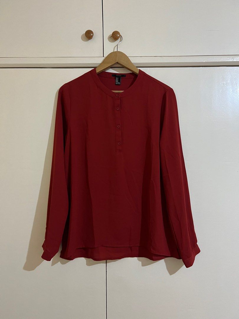 Forever 21 Formal Top Brick Red Women s Fashion Tops Blouses