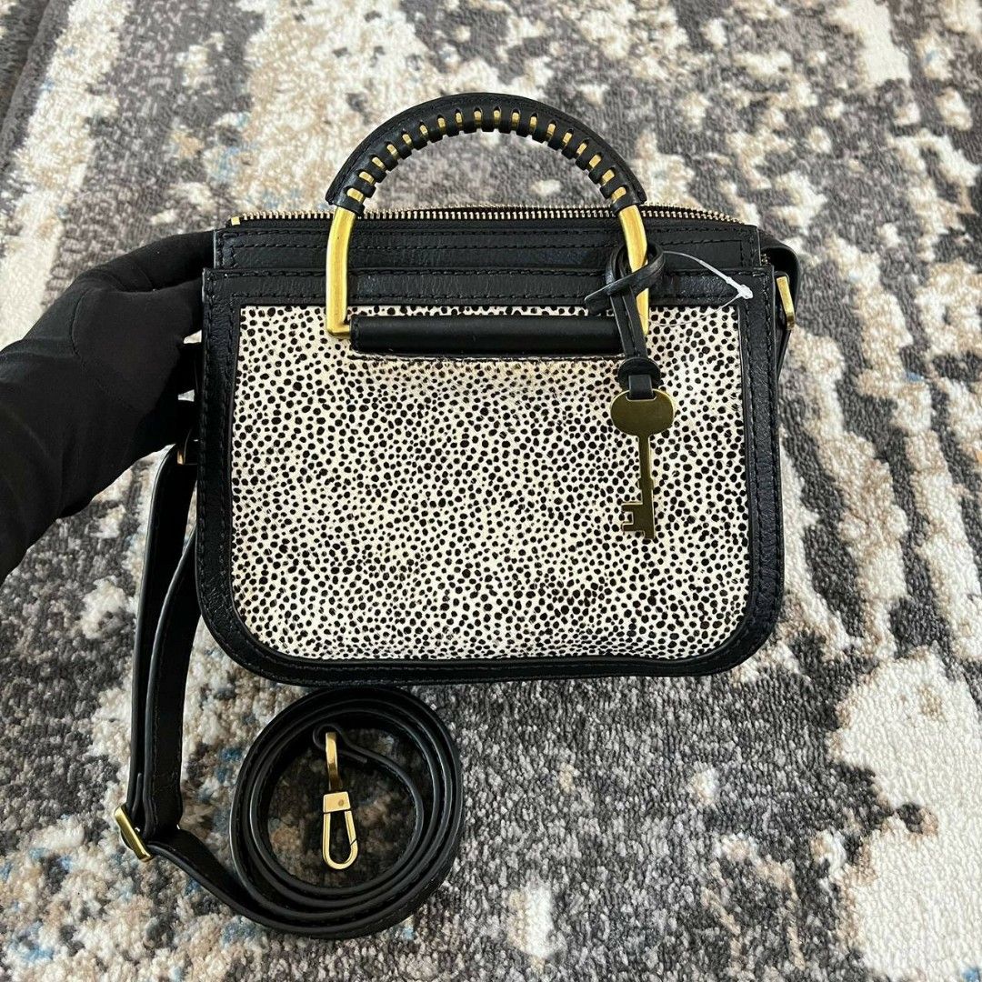 Fossil ryder sale satchel white cheetah