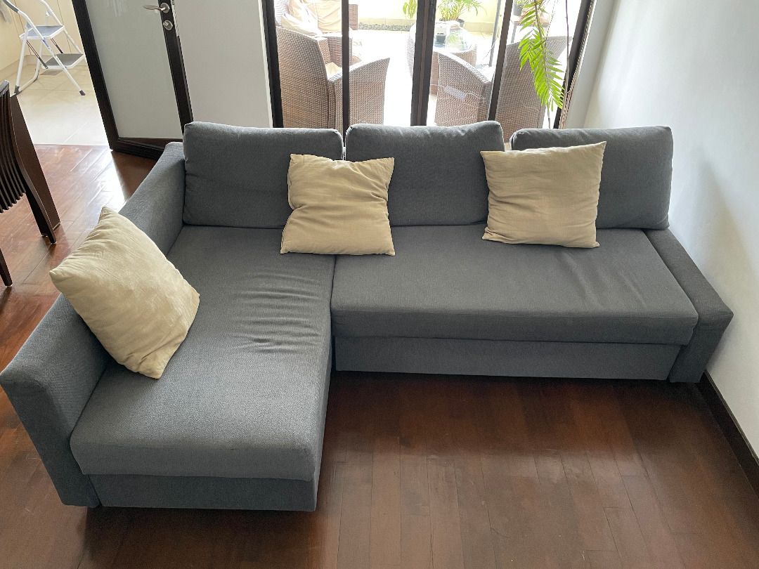 FRIHETEN Corner sofabed with storage, Skiftebo dark grey, Furniture