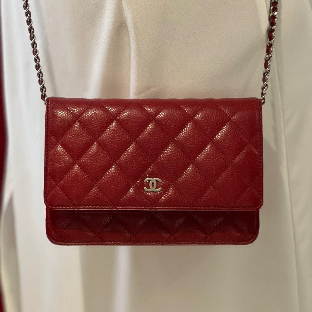 FULL SET* Chanel Classic Wallet on Chain (WOC) in Red Caviar SHW, Luxury,  Bags & Wallets on Carousell