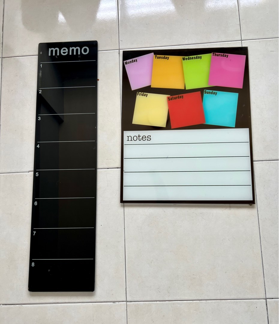 Glass Memo Boards (2 units), Furniture & Home Living, Home Decor