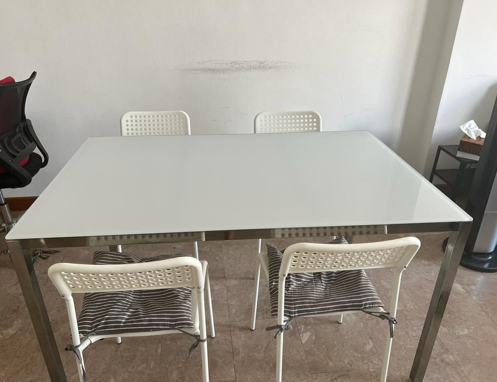 IKEA Glass Top Dining Table Set With Chairs, Furniture & Home Living ...