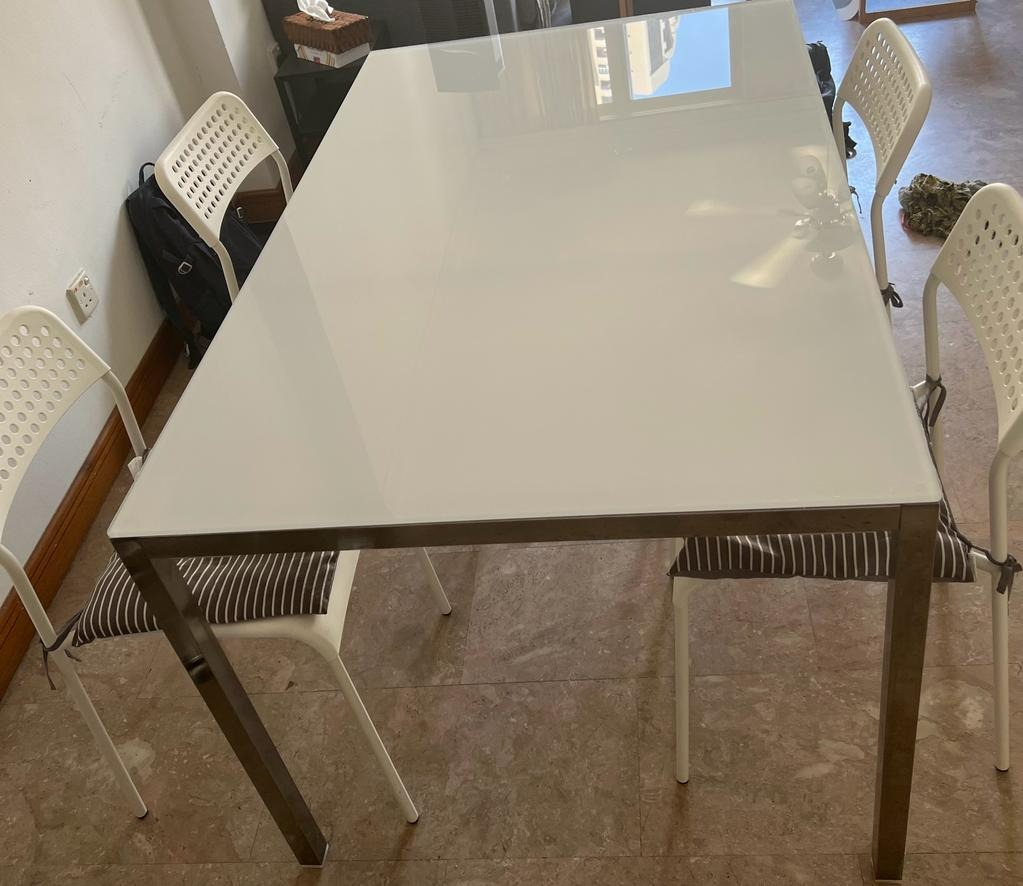 IKEA Glass Top Dining Table Set With Chairs, Furniture & Home Living, Furniture, Tables & Sets